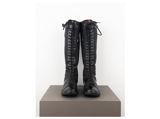 Prada 2000s Knee-High Boxing Racing Lace-Up Sneaker Boots - view 5
