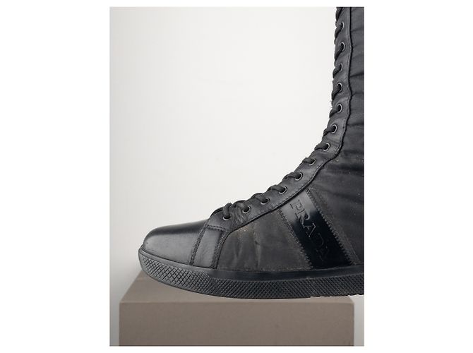 Prada 2000s Knee-High Boxing Racing Lace-Up Sneaker Boots - view 8