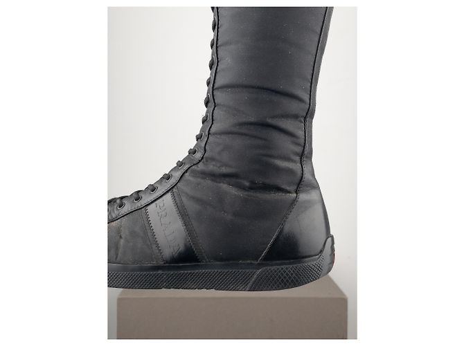 Prada 2000s Knee-High Boxing Racing Lace-Up Sneaker Boots - view 9