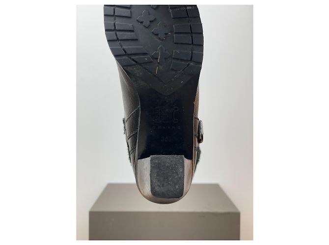 Céline Botas de tacón biker 'Claude' de shearling hasta la rodilla Celine Negro - vista 10