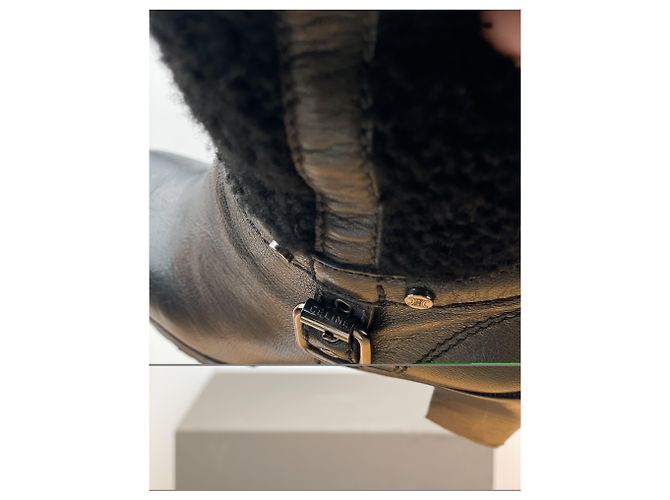 Céline Botas de tacón biker 'Claude' de shearling hasta la rodilla Celine Negro - vista 11