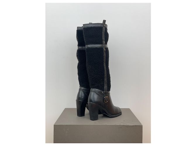 Céline Botas de tacón biker 'Claude' de shearling hasta la rodilla Celine Negro - vista 2