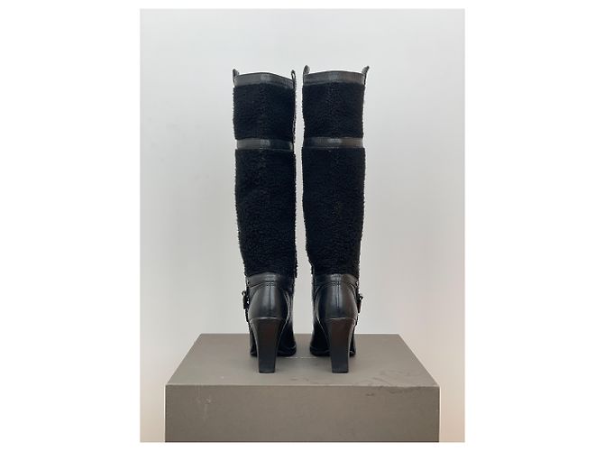 Céline Botas de tacón biker 'Claude' de shearling hasta la rodilla Celine Negro - vista 6