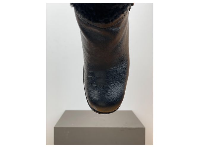 Céline Botas de tacón biker 'Claude' de shearling hasta la rodilla Celine Negro - vista 7