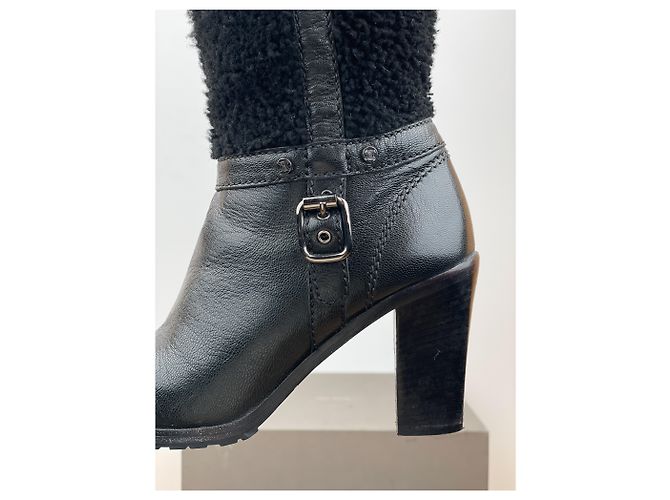 Céline Botas de tacón biker 'Claude' de shearling hasta la rodilla Celine Negro - vista 8