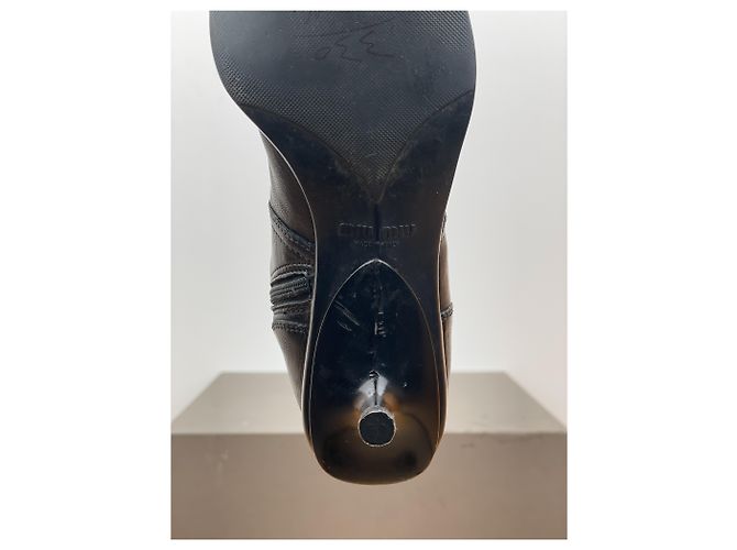 Miu Miu AW99 Kitten Heel Biker Stiefel Schwarz - Ansicht 12