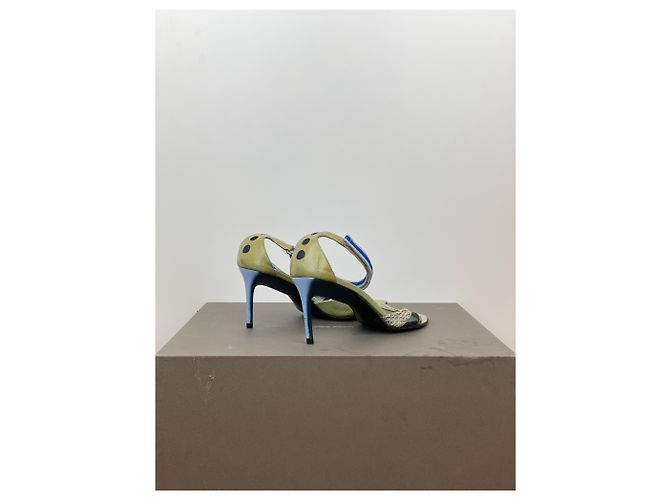 Miu Miu SS00 Snakeskin Python Hybrid Sandal Heels Blue - view 2