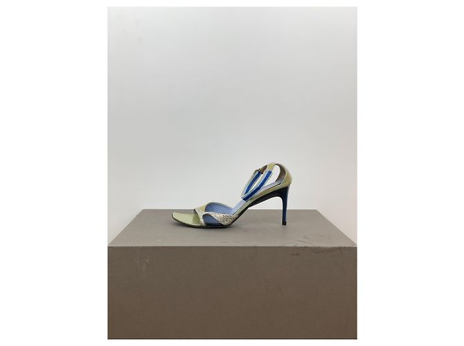 Miu Miu SS00 Snakeskin Python Hybrid Sandal Heels Blue - view 3