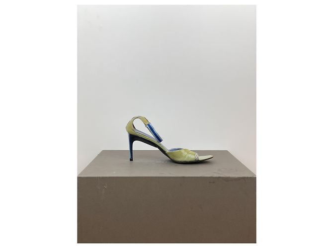 Miu Miu SS00 Snakeskin Python Hybrid Sandal Heels Blue - view 4