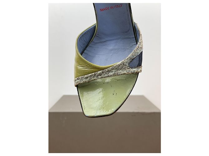 Miu Miu SS00 Snakeskin Python Hybrid Sandal Heels Blue - view 7