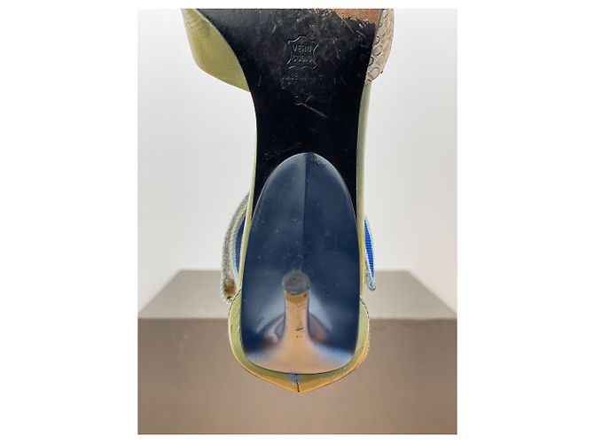 Miu Miu SS00 Snakeskin Python Hybrid Sandal Heels Blue - view 8