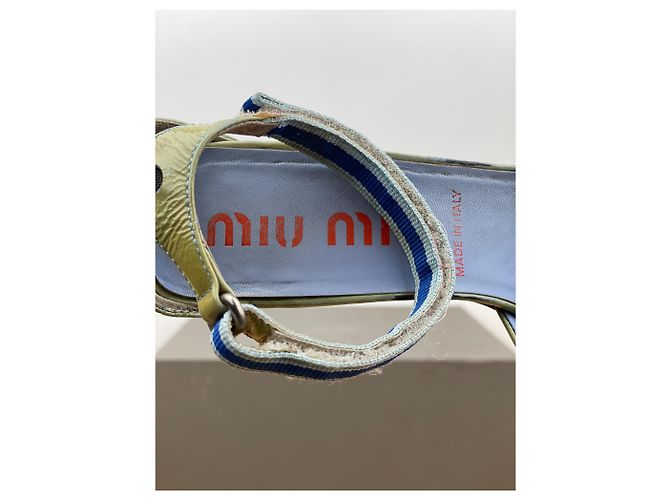 Miu Miu SS00 Snakeskin Python Hybrid Sandal Heels Blue - view 9