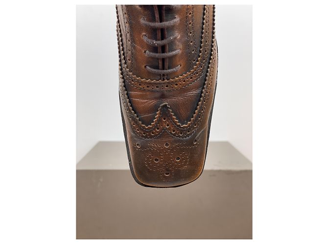 Miu Miu SS99 Derbies de punta cuadrada con suela de picos Castaño - vista 7