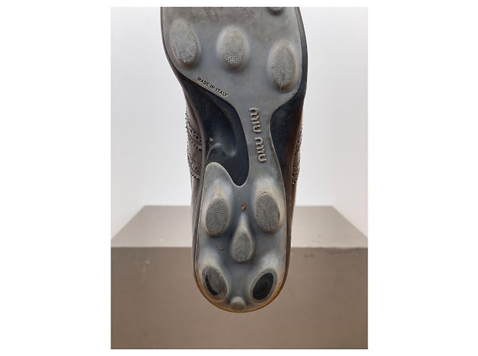 Botas Chelsea brogue de punta cuadrada con suela de picos Miu Miu SS99 Castaño - vista 8