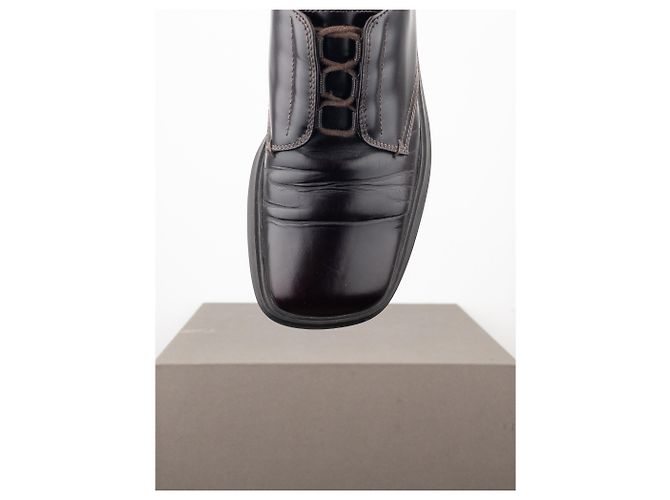 Scarpe Derby Creeper a Punta Quadrata Prada AW99 Marrone - vista 7