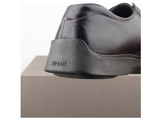 Scarpe Derby Creeper a Punta Quadrata Prada AW99 Marrone - vista 9