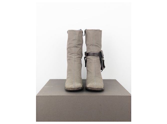 Botas de tobillo de punta cuadrada con bolsillo cargo híbrido Prada AW99 Gris - vista 5