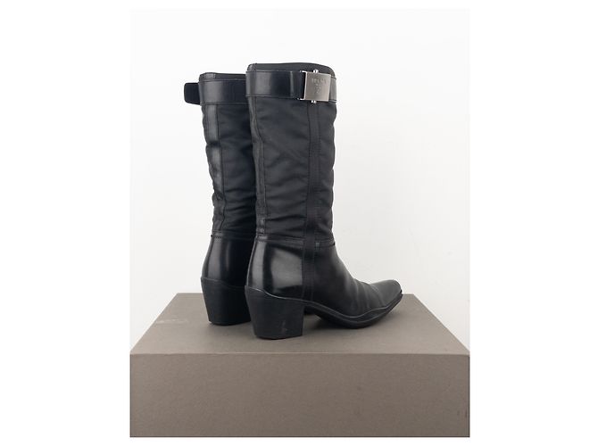 Botas de vaquero híbridas con hebilla Prada de los 2000 Negro - vista 2