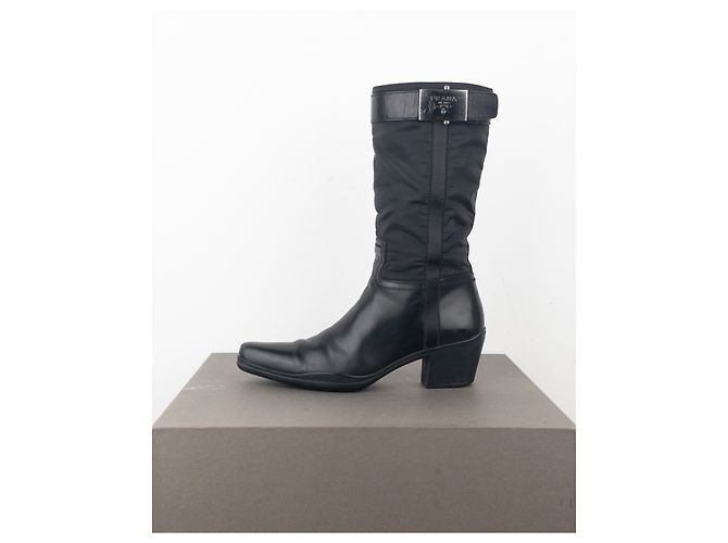 Botas de vaquero híbridas con hebilla Prada de los 2000 Negro - vista 3