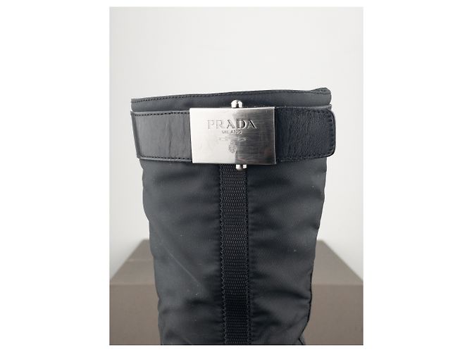 Botas de vaquero híbridas con hebilla Prada de los 2000 Negro - vista 8
