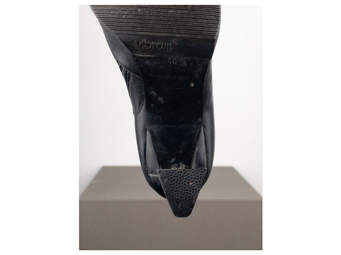 Botas de tacón escultural de punta cuadrada Prada AW99 Negro - vista 10