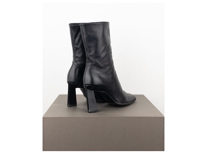 Botas de tacón escultural de punta cuadrada Prada AW99 Negro - vista 2