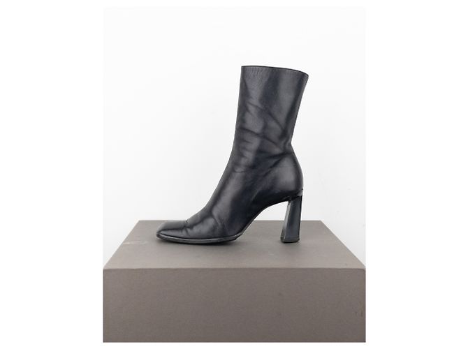 Botas de tacón escultural de punta cuadrada Prada AW99 Negro - vista 3