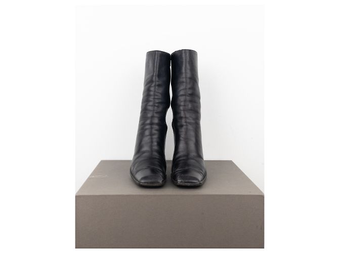 Botas de tacón escultural de punta cuadrada Prada AW99 Negro - vista 5