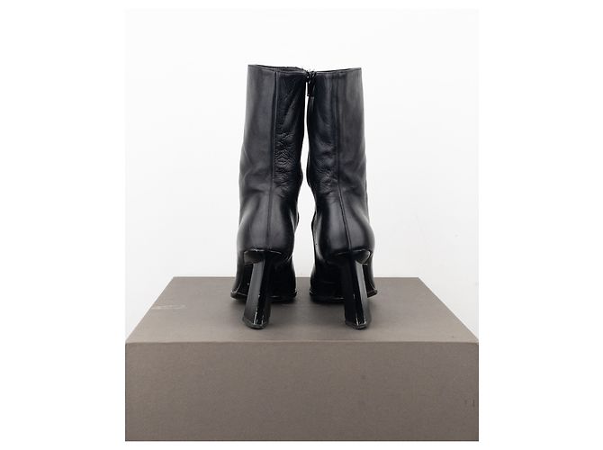 Botas de tacón escultural de punta cuadrada Prada AW99 Negro - vista 6