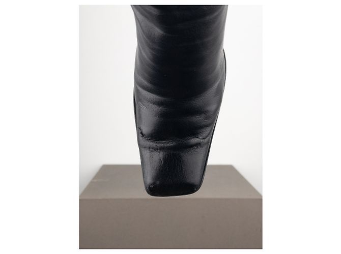 Botas de tacón escultural de punta cuadrada Prada AW99 Negro - vista 7