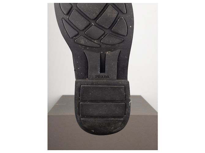 Botas de combate de tobillo con punta cuadrada Prada AW99 Castaño - vista 9