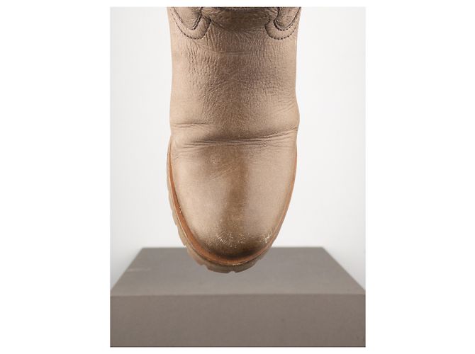 Prada AW11 Knielange Shearling Biker Stiefel Braun - Ansicht 7
