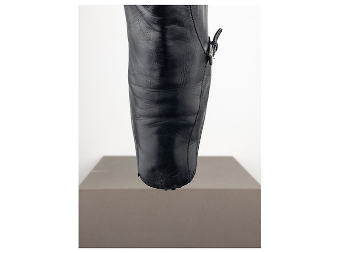 Botines de tacón kitten de punta cuadrada con hebilla deportiva Prada de los 2000 Negro - vista 7