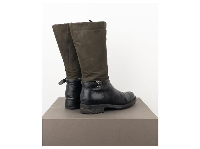 Prada 2000er Mid-Calf Hybrid Schnallenreitstiefel Schwarz - Ansicht 2