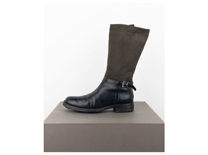 Prada 2000er Mid-Calf Hybrid Schnallenreitstiefel Schwarz - Ansicht 3