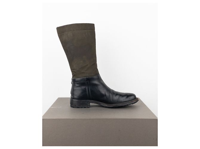 Prada 2000er Mid-Calf Hybrid Schnallenreitstiefel Schwarz - Ansicht 4