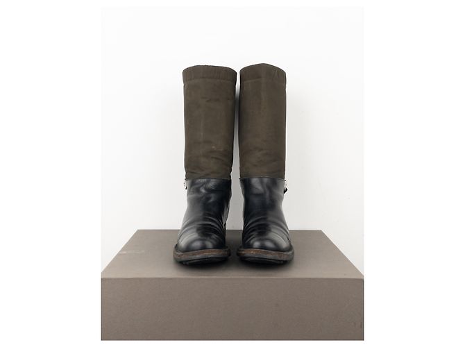 Prada 2000er Mid-Calf Hybrid Schnallenreitstiefel Schwarz - Ansicht 5