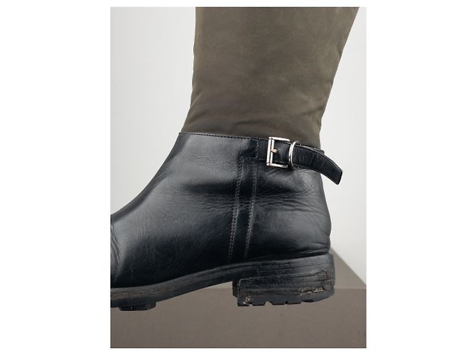 Prada 2000er Mid-Calf Hybrid Schnallenreitstiefel Schwarz - Ansicht 8