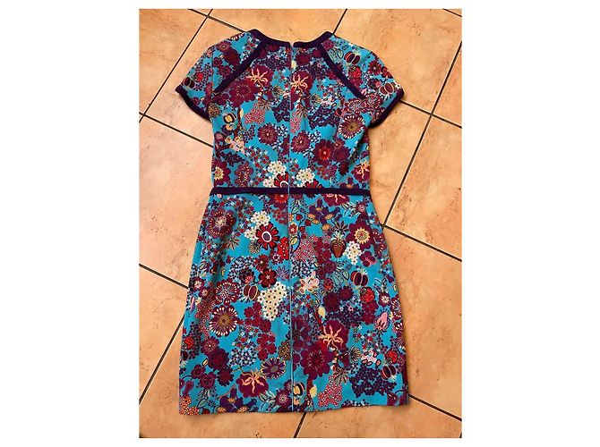 Versace Kleid mit Blumenmuster Rot Blau Lila - Ansicht 2
