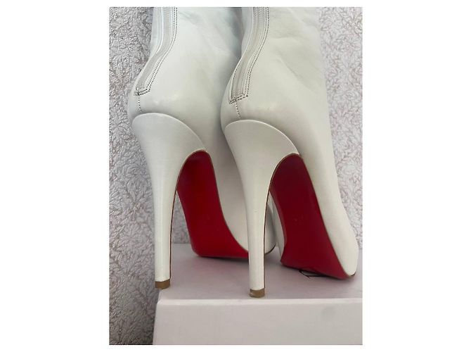 Christian Louboutin Botas de couro brancas até o joelho com solas vermelhas Branco - vista 3