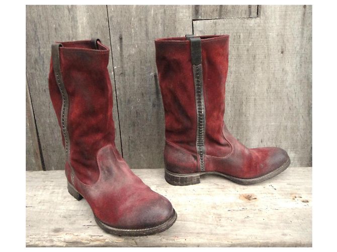 Botines N.D.C. Made By Hand de piel de ciervo roja - vista 2