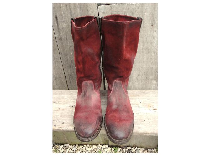 Botines N.D.C. Made By Hand de piel de ciervo roja - vista 3