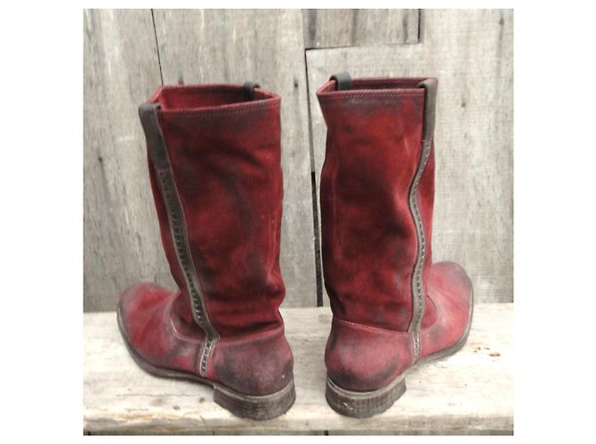 Botines N.D.C. Made By Hand de piel de ciervo roja - vista 4