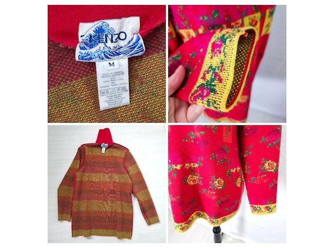 Suéter Kenzo rojo con flores de los años 80 Roja Multicolor - vista 10