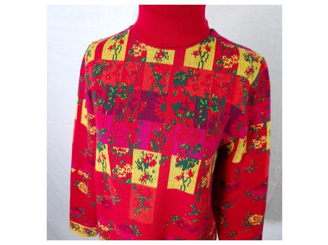 Suéter Kenzo rojo con flores de los años 80 Roja Multicolor - vista 5