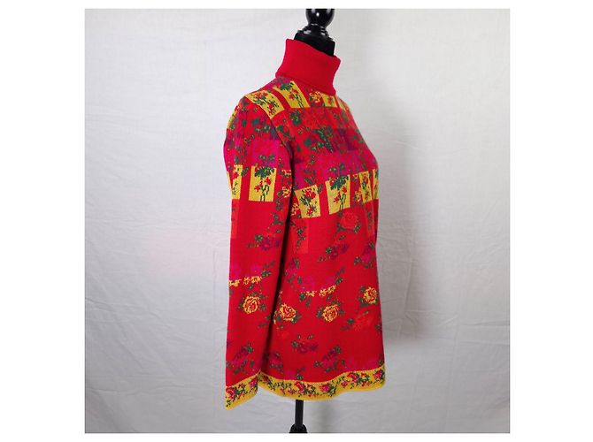 Suéter Kenzo rojo con flores de los años 80 Roja Multicolor - vista 6