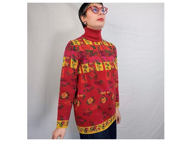 Suéter Kenzo rojo con flores de los años 80 Roja Multicolor - vista 8