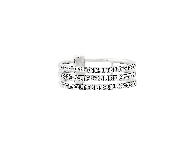 Anello Messika, "Gatsby", 3 file di oro bianco e diamanti. - vista 2