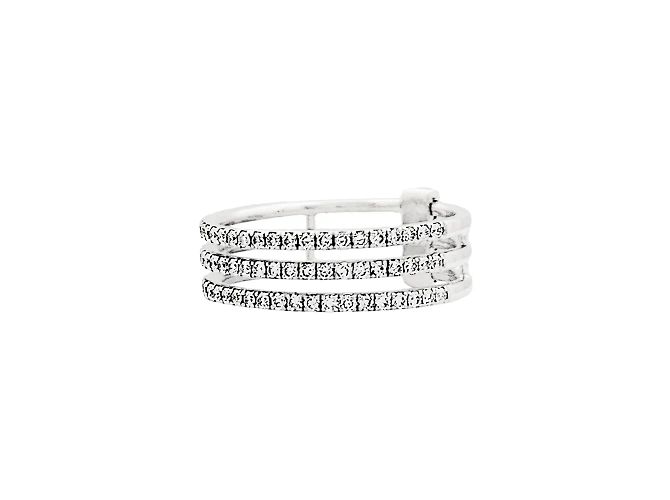 Anello Messika, "Gatsby", 3 file di oro bianco e diamanti. - vista 3