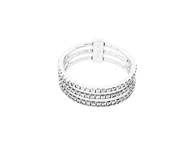 Anello Messika, "Gatsby", 3 file di oro bianco e diamanti. - vista 4